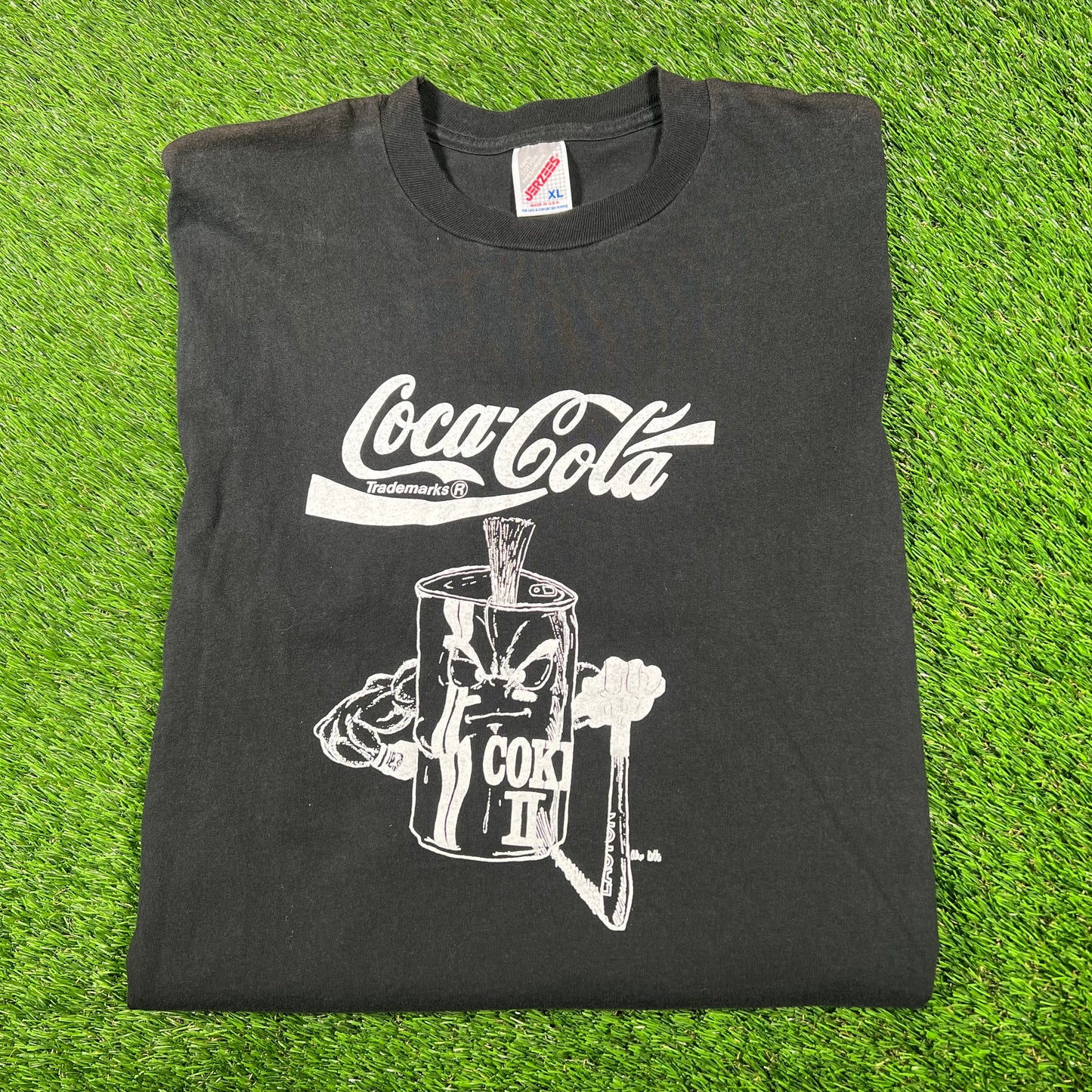 1990s Coca Cola Black Art Tee Size XL USED v17264