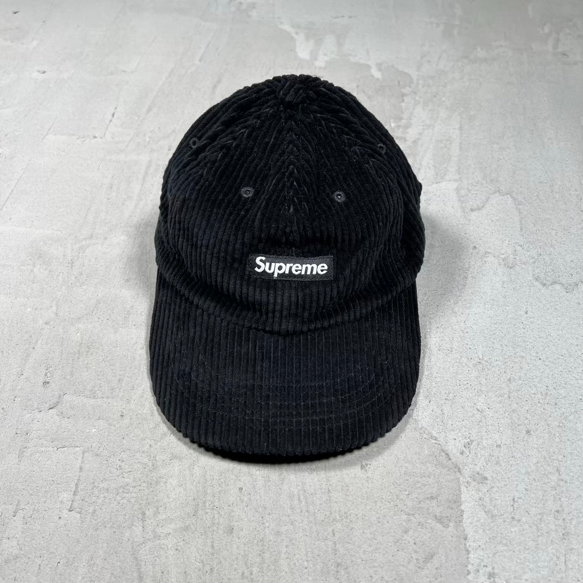 Supreme Ripple Corduroy Small Box Logo Black Hat USED x18443