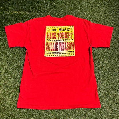 2005 Willie Nelson Honky Tonk Red Tee Size Large USED v16384