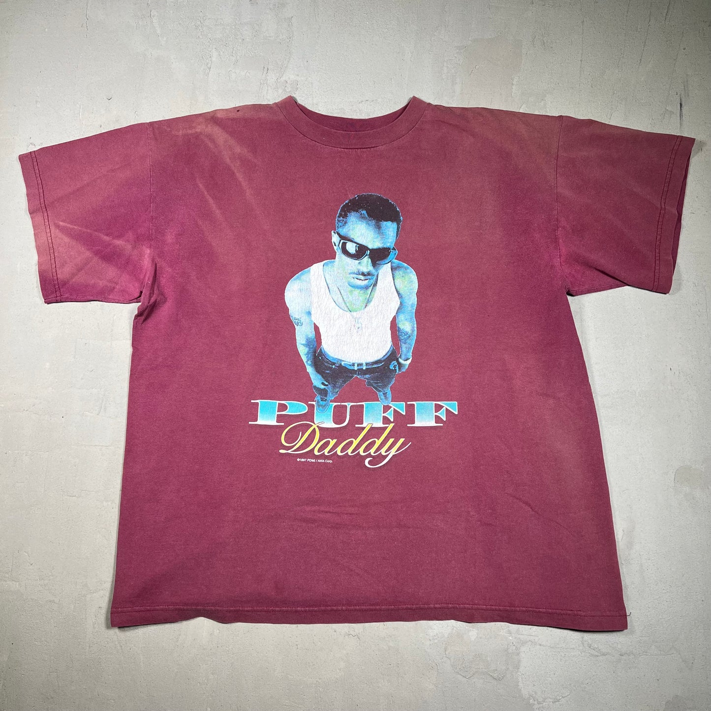 1997 Maroon Puff Daddy Tee Size XL USED v17768