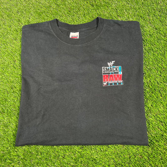 2000 WWF Raw Production Crew Black Tee Size XL USED v16889