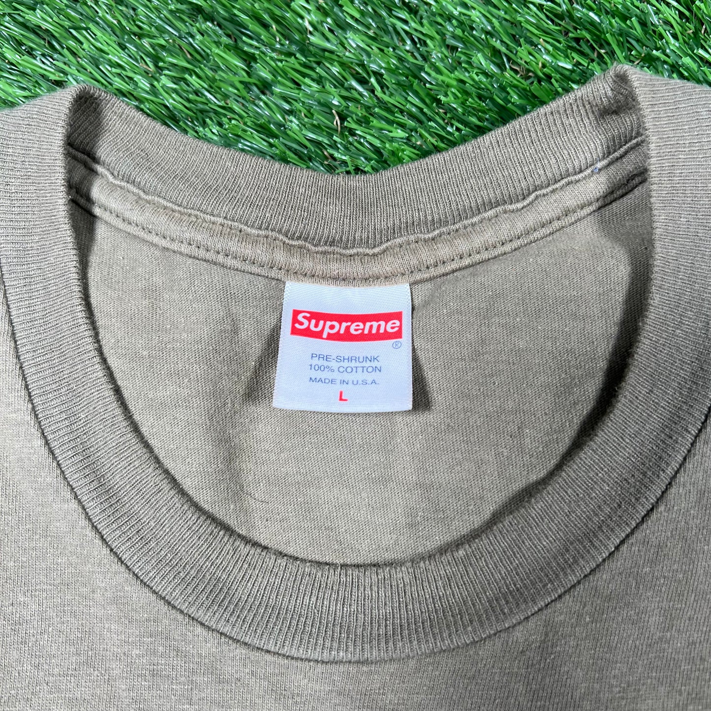 Supreme Face Tee Light Olive (2021) Size Large USED x14779