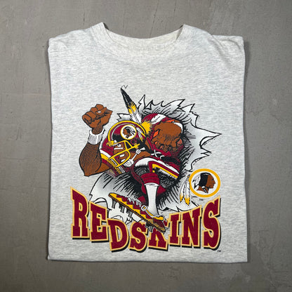 1990s Washington Redskins "Breakthrough" Double Sided Grey Tee Size XL USED v16104