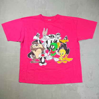 1997 Looney Tunes Cast Pink Tee Size XL USED v20378