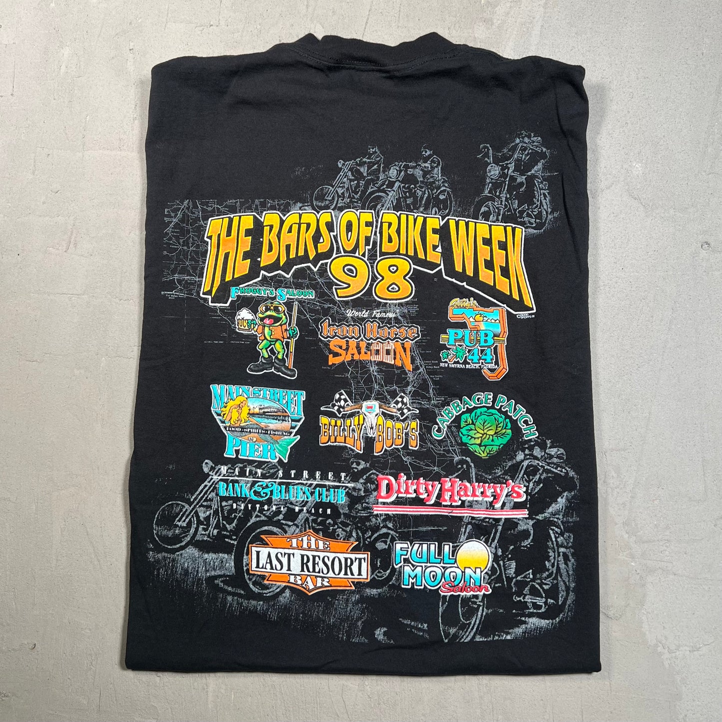1998 "Bars of Bike Week" Black Tee Size Large USED v19368