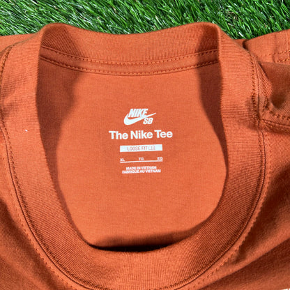 Nike SB Simple Logo Orange Tee Size XL USED v18096