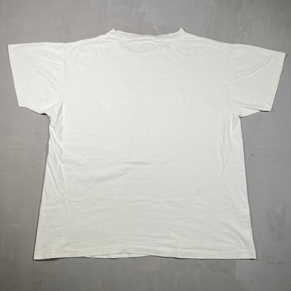 1989 Guess Australia Kangaroo Run White Tee Size Large USED v19178