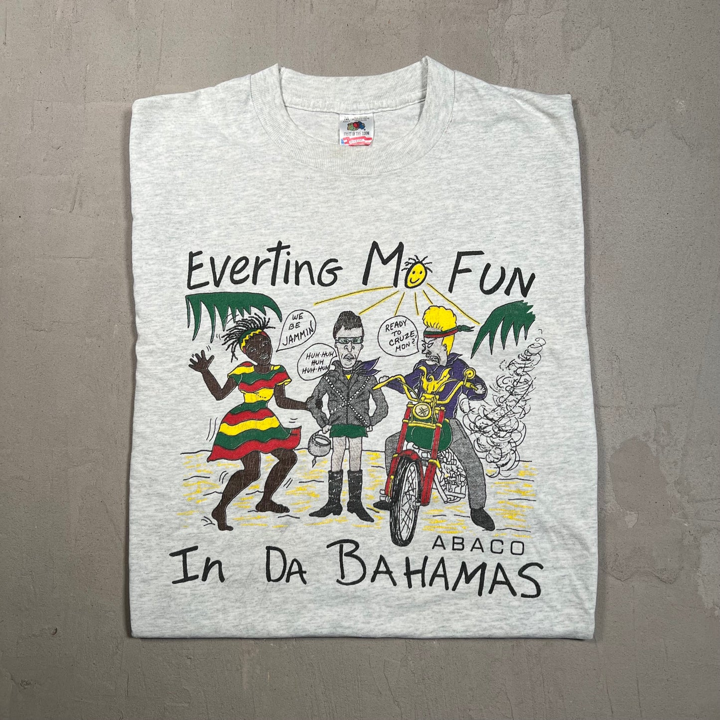 1990's Bahamas Beavis and Butt Head Grey Tee Size Medium USED v19529