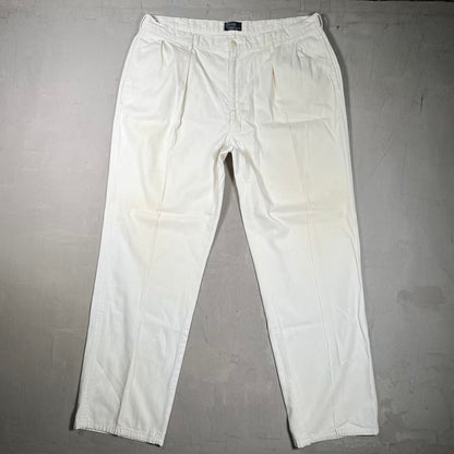 1990s Polo Ralph Lauren White PLeated Trousers Size 38 USED v20087