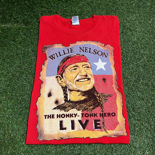 2005 Willie Nelson Honky Tonk Red Tee Size Large USED v16384