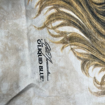 1994 liquid blue double sided lion tee beige Size XL USED v14434