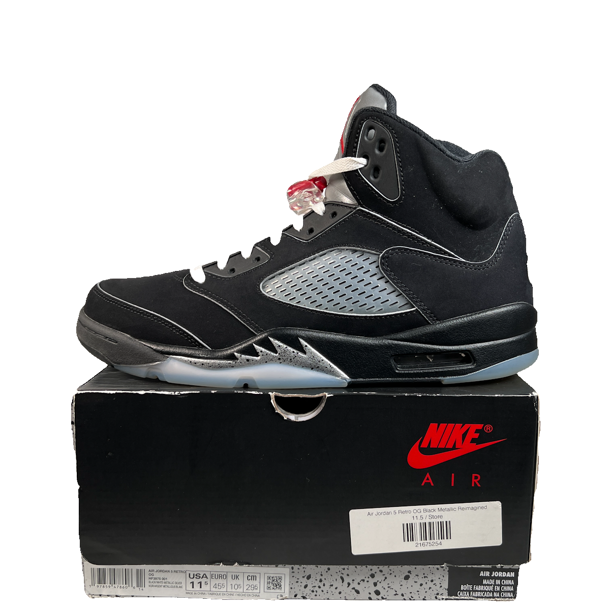 Jordan 5 Black Metallic Reimagined (2025) Size 11.5 USED s22698