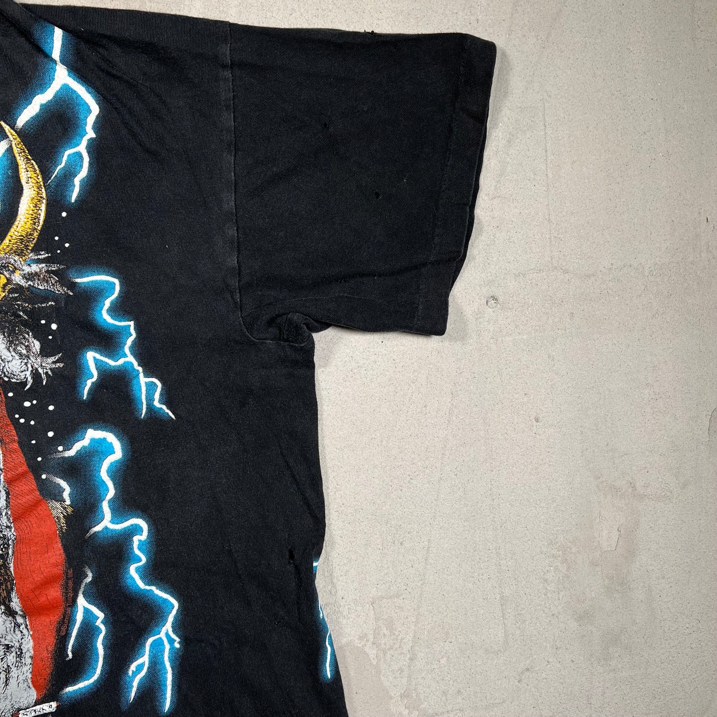1990s American Thunder Native American Black Tee Size Large USED v17692
