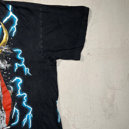 1990s American Thunder Native American Black Tee Size Large USED v17692