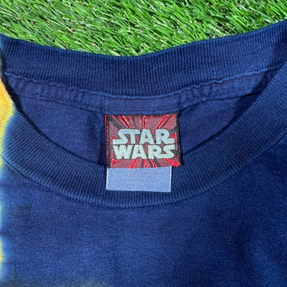 1999 Star Wars Queen Amidala Blue/Yellow Big Face Tee Size XL USED v17012