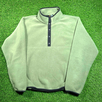 1990s LL Bean Green Fleece Pull Over Size Small USED v18336