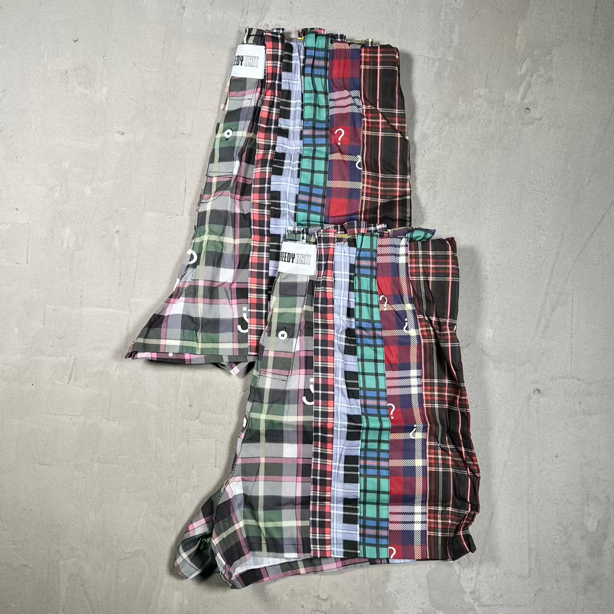 Greedy Unit What The ? Plaid Boxers Size XL NEW x18636