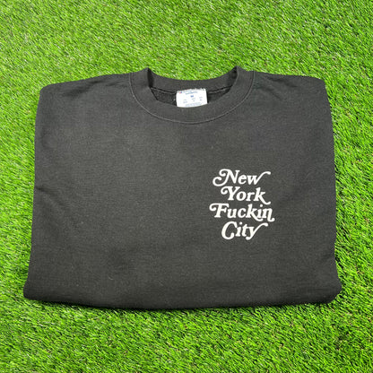 "New York Fuckin City" Black Champion Crewneck Size Medium USED v17010