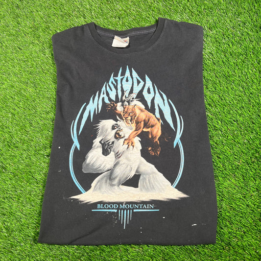 Y2K Mastodon Blood Mountain Washed Black Tee Size Medium USED v18030