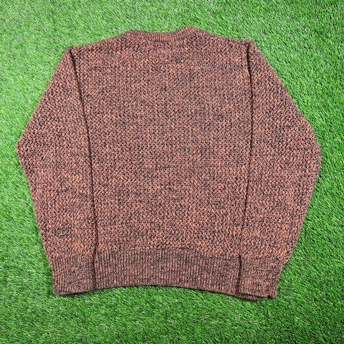 Stussy 2 Tone Brown Loose Gauge Knit Sweater Size Medium USED x15860
