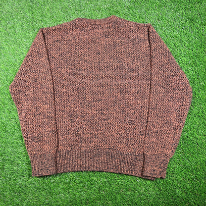 Stussy 2 Tone Brown Loose Gauge Knit Sweater Size Medium USED x15860
