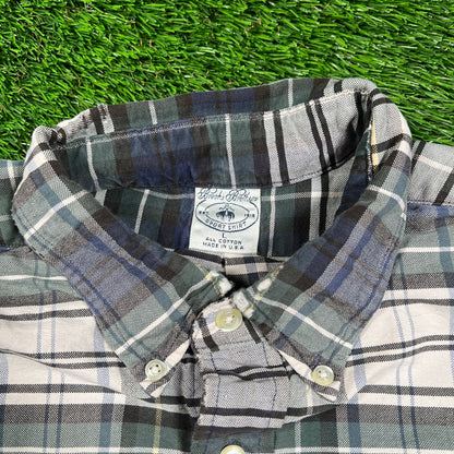 1990s Brooks Brothers Plaid Button Down Shirt Size Large USED v18327