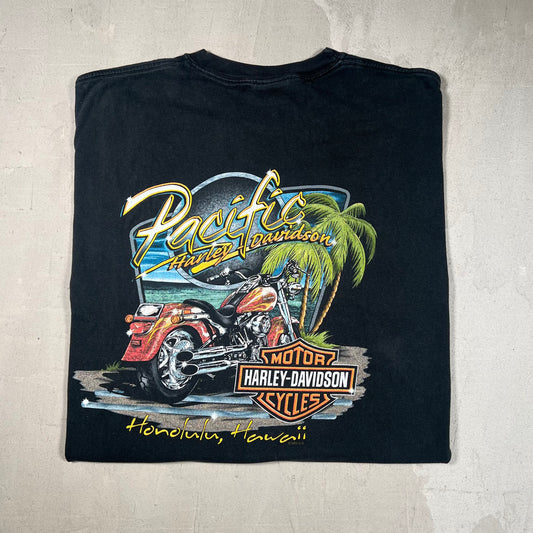 2004 Harley Davidson Hawaii Distressed Black Tee Size XL USED v18980