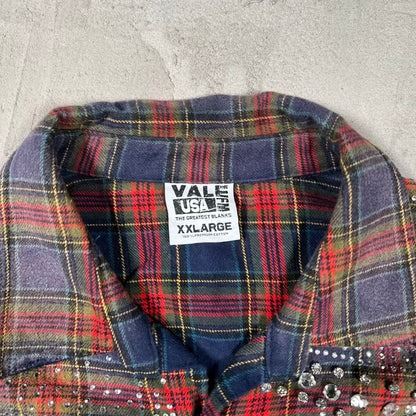 Vale Heavy Rhinestone Flannel Button Up Size XXL USED x18880