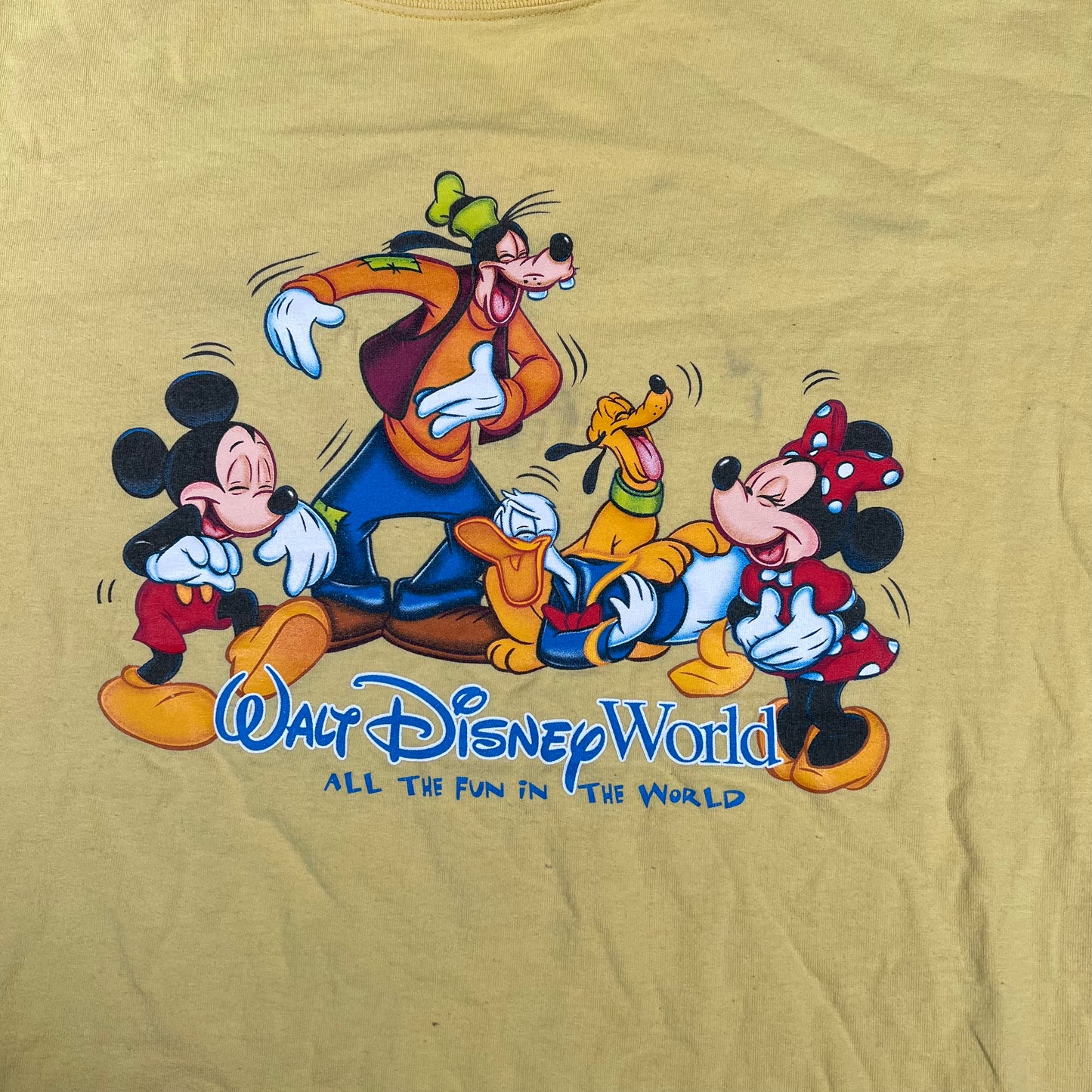 1990s Walk Disney World Yellow Tee Size XL USED v17856