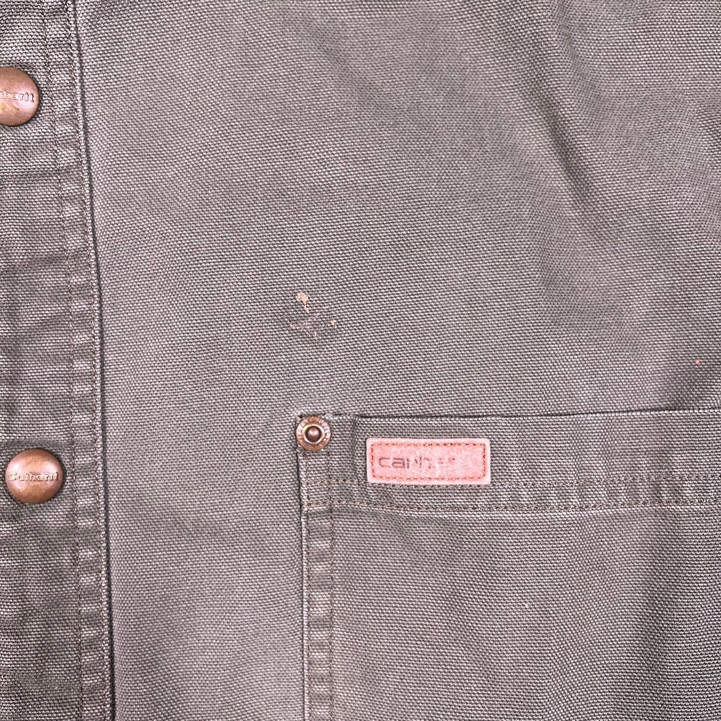 Y2K Carhartt Green Canvas Button Up Light Jacket Size Large USED v18713