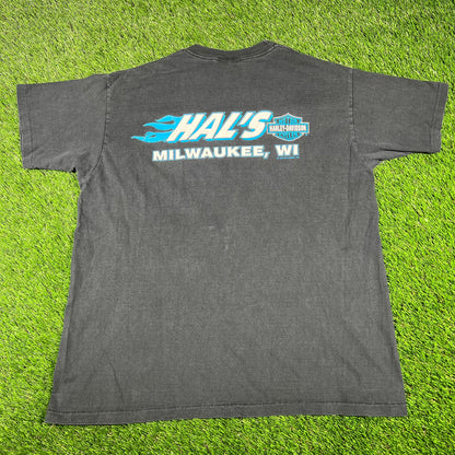 1992 Harley Davidson Panhead Milwaukee WI Black Tee Size Large USED v16791