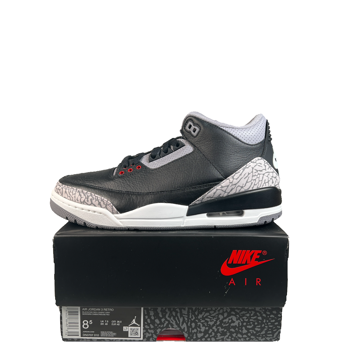 Jordan 3 Black Cement (2024) Size 8.5 NEW s22726