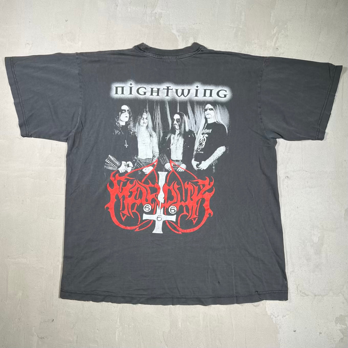 1990s Marduk Nightwing Black Metal Washed Black Tee Size XL USED v20158