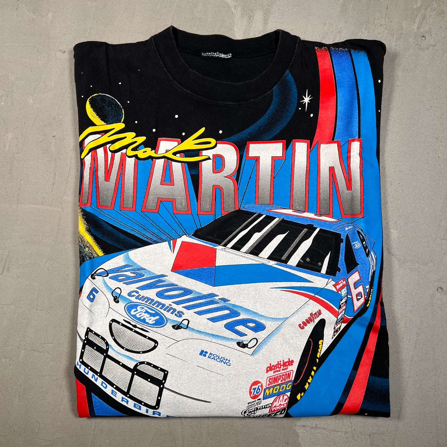 1996 Mark Martin Valoline Black Racing Nascar Tee Size XL USED v17809