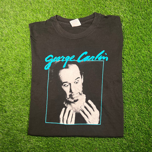 1990s George Carlin When The Going Gets Tough Black Tee Size XL USED v18736