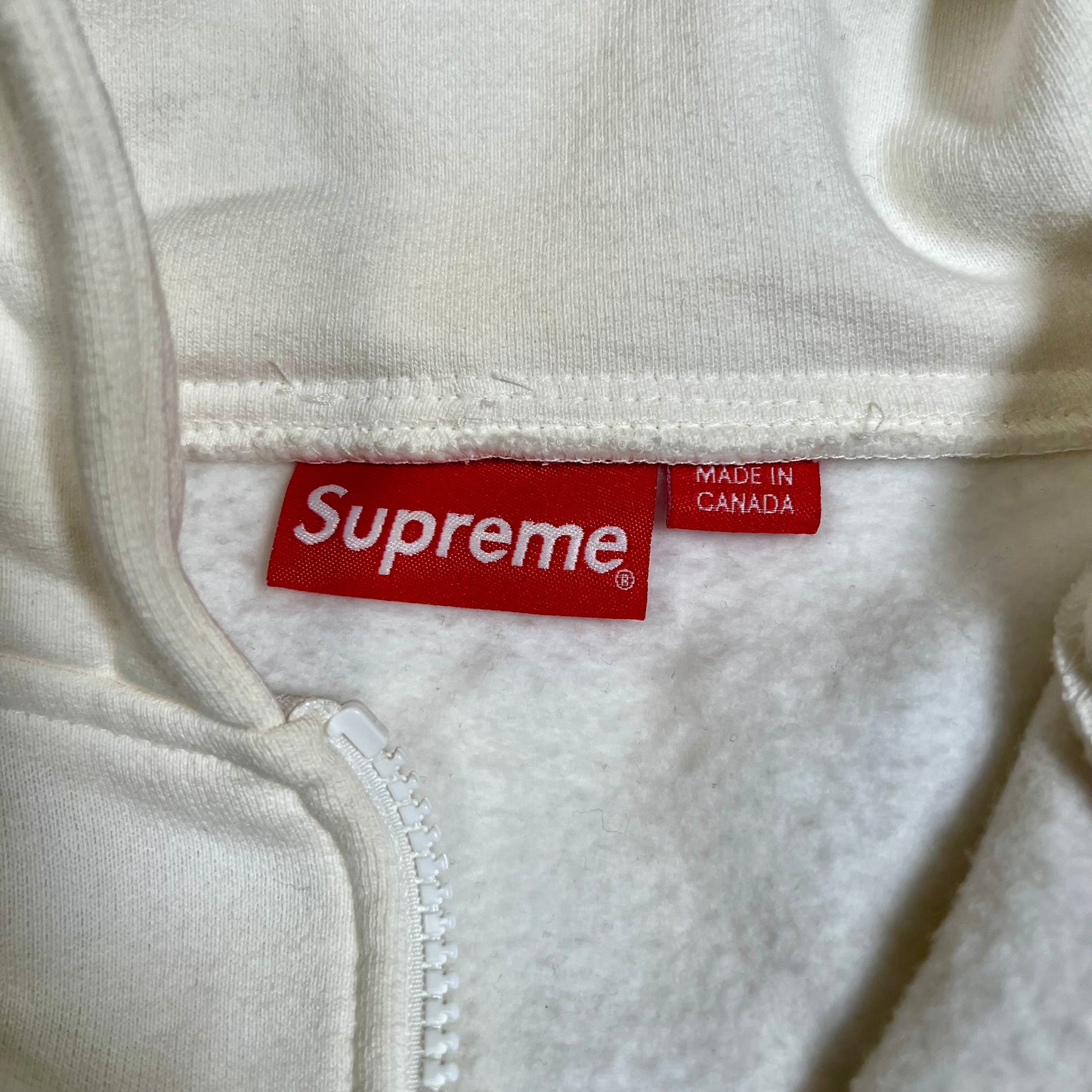 Supreme Split White Zip Up Hoodie Size Medium USED x17627