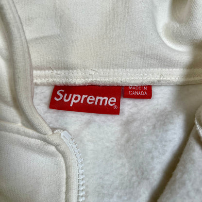 Supreme Split White Zip Up Hoodie Size Medium USED x17627