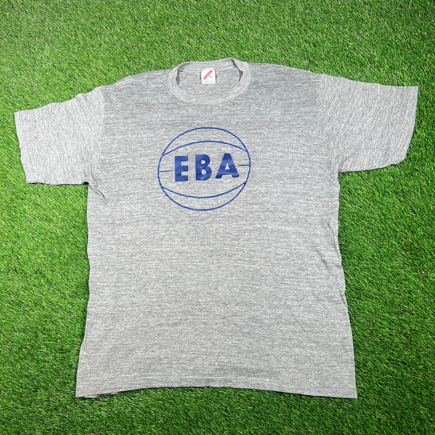 1980s EBA Basketball Grey Tee Size XL USED v17744