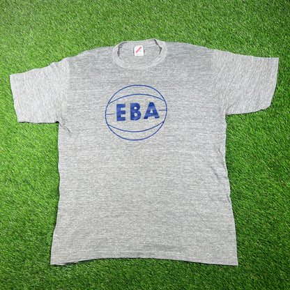 1980s EBA Basketball Grey Tee Size XL USED v17744
