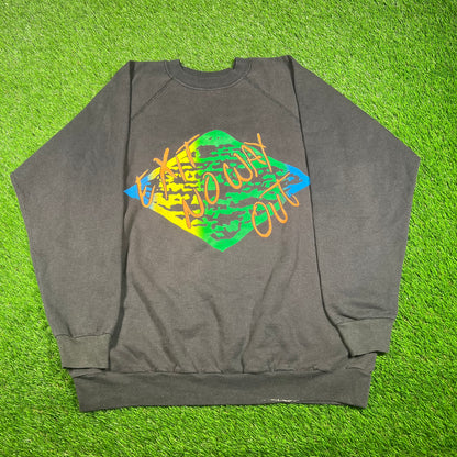 1990s "No Way Out" Washed Black Crewneck Size XXL USED v17631