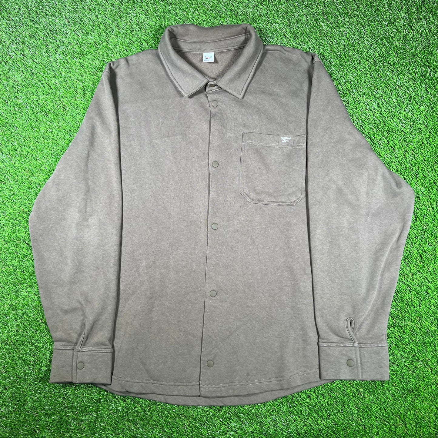 Reebok Button Up Front Pocket Brown Longsleeve Size XL USED v17102