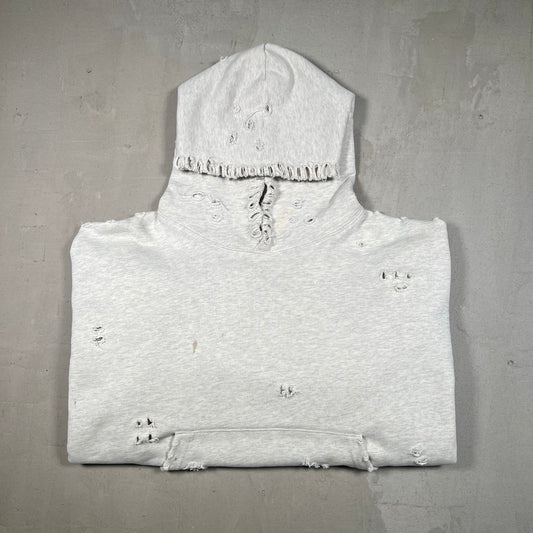 GV Gallery Ripped Trashed Grey Pullover Hoodie Size Small USED x17 031