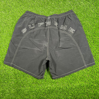 2020 Supreme Arc Logo Water Black Shorts Size Medium USED x15004