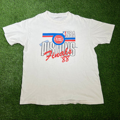 1988 Detriot Pistons Finals White Tee Size XL V16546