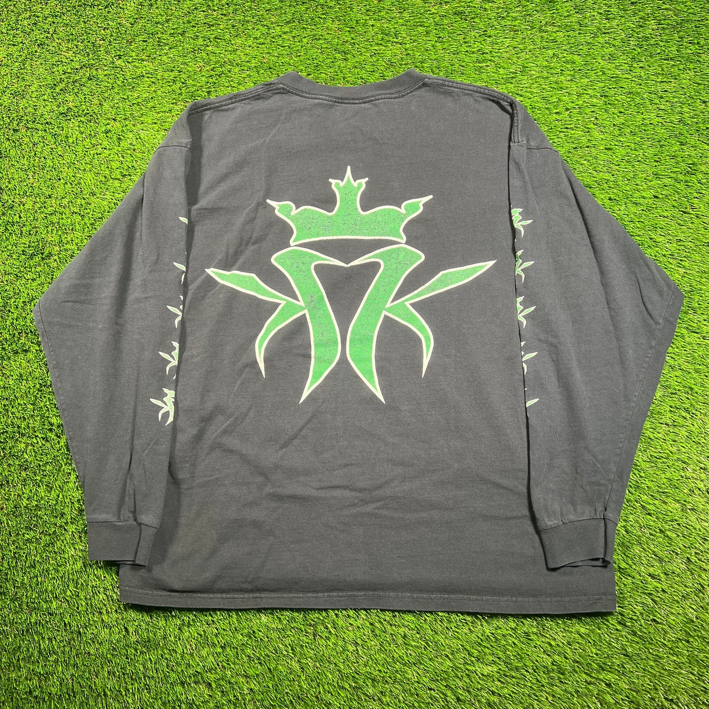 1990s Kottonmouth Kings Green Logo Black Longsleeve Size XL USED v18312