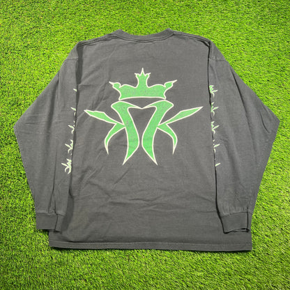 1990s Kottonmouth Kings Green Logo Black Longsleeve Size XL USED v18312