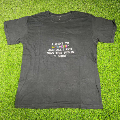 2018 Travis Scott I Went to Astroworld Black Tee Size Large USED x14567