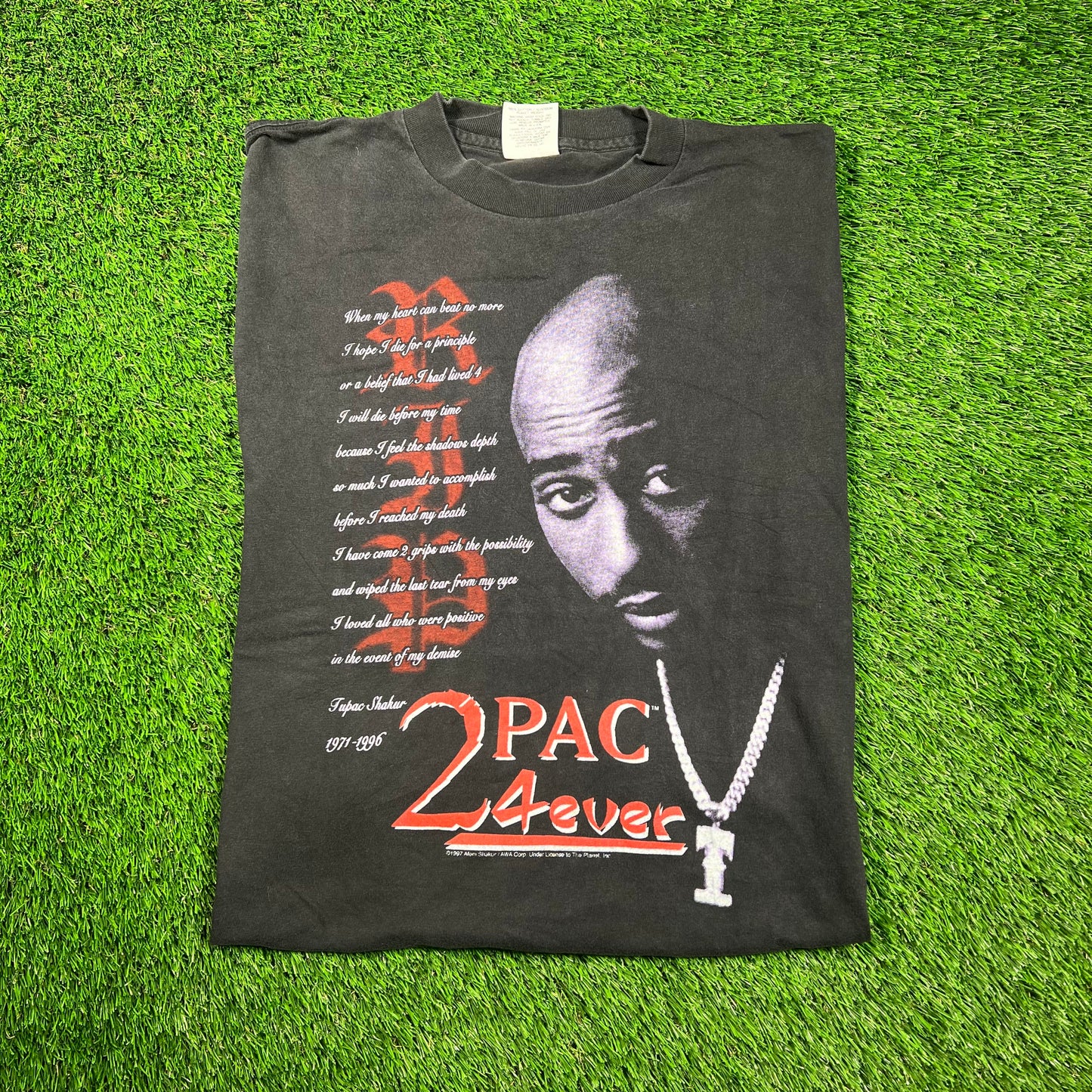 1997 2Pac 4Ever Rest In Peace Portrait Black Tee Size Large USED v18673