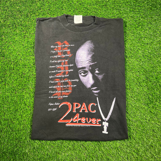 1997 2Pac 4Ever Rest In Peace Portrait Black Tee Size Large USED v18673