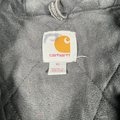 Y2K Carhartt Black Hooded Work Wear Jacket "NY Presbyterian" Size XL USED v17005